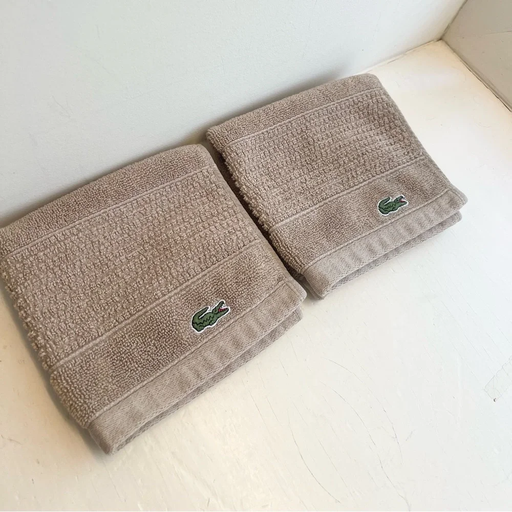 3 pc Lacoste Heritage Supima 100% Cotton Wash Cloth & Hand Towel